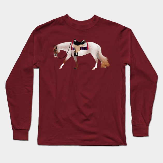 Red Roan Western Pleasure Horse - Equine Rampaige Long Sleeve T-Shirt by Equine Rampaige